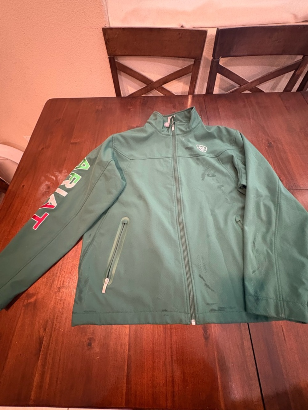 Ariat Teal Green Full-Zip Softshell Jacket with Branded Sleeve
